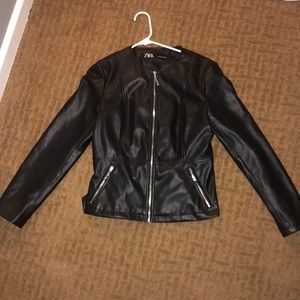 Leather zip up jacket
